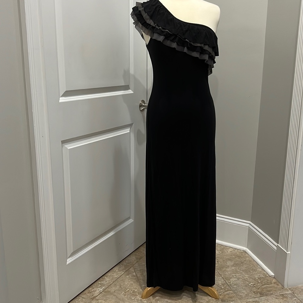 Cute Black One Shoulder Long Formal Maxi Dress Knox Rose LARGE